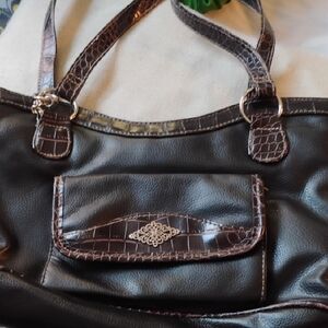 Classic Black and Brown Leather Shoulder Bags with Metal Details